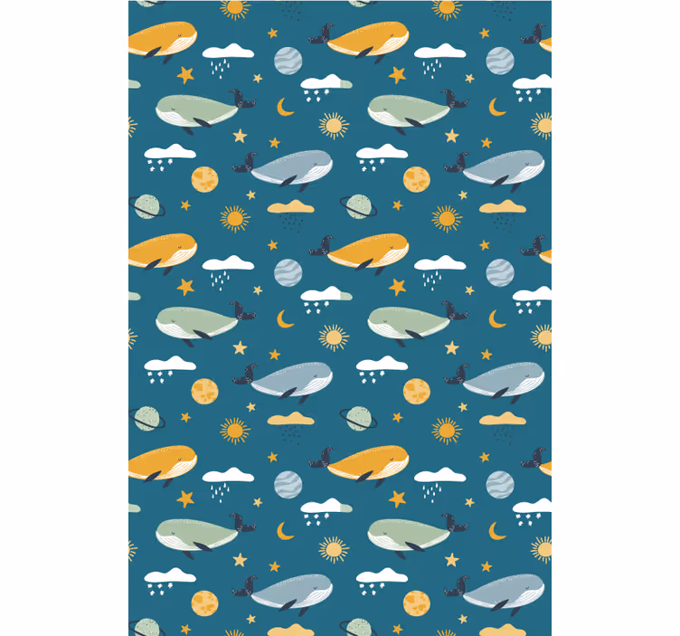 Kids wallpaper trendy whale design - TenStickers