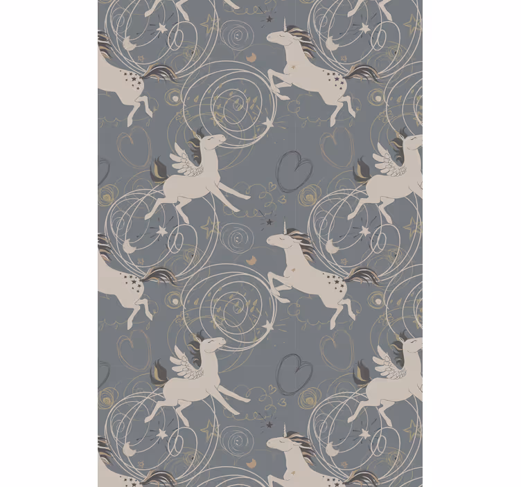 Kids wallpaper featuring pegasus unicorns on dark background - TenStickers