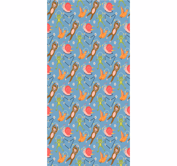 Kids wallpaper featuring colorful forest animal astronauts - TenStickers