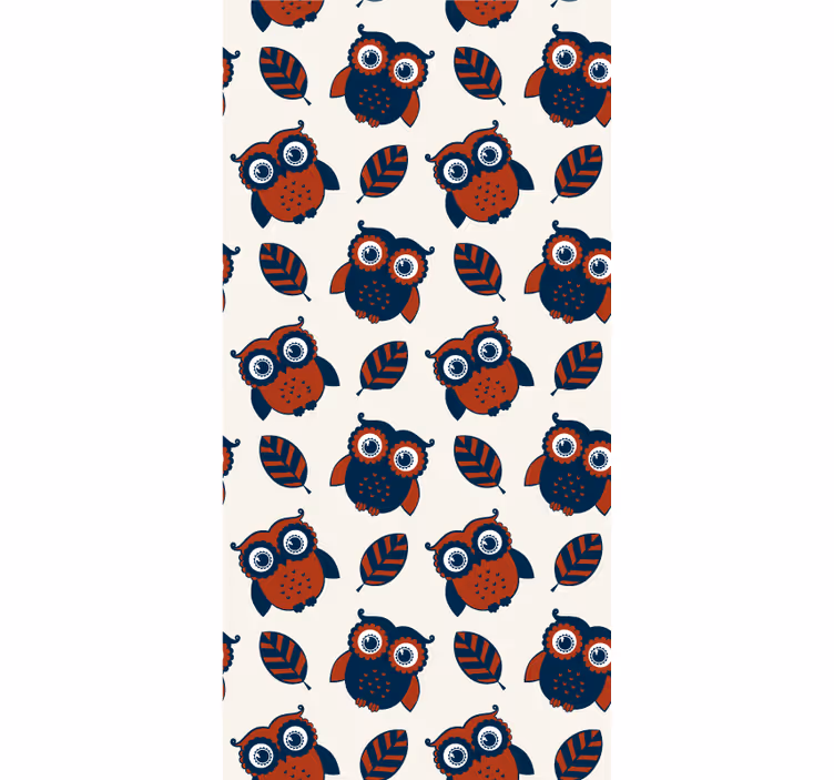 Kids wallpaper blue and red owls design - TenStickers