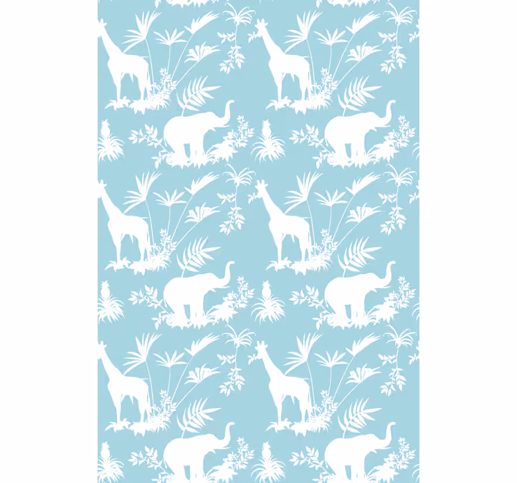 Kids wallpaper elephants and giraffes - TenStickers
