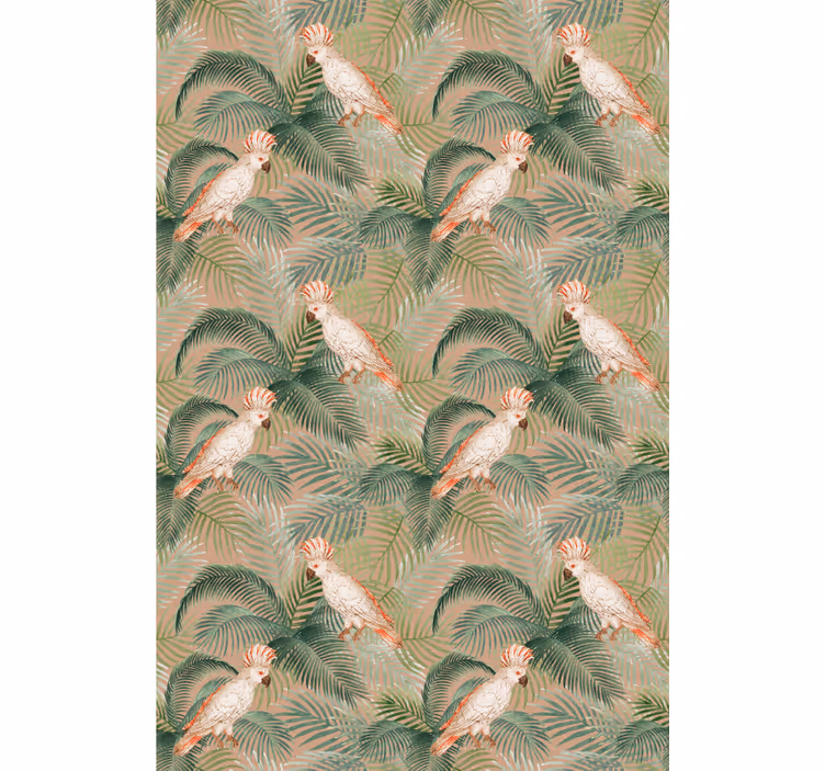 Kids wallpaper cockatoo and leaves - TenStickers