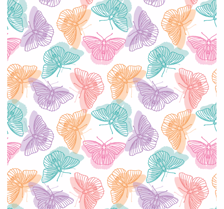 Butterfly wallpaper in colorful silhouette - TenStickers
