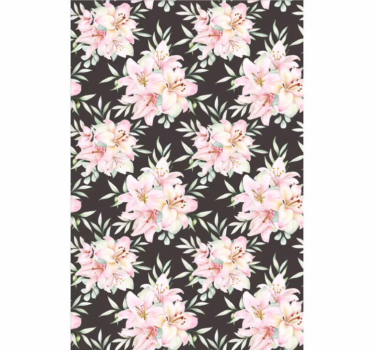 Hallway wallpaper watercolor lilies floral design - TenStickers