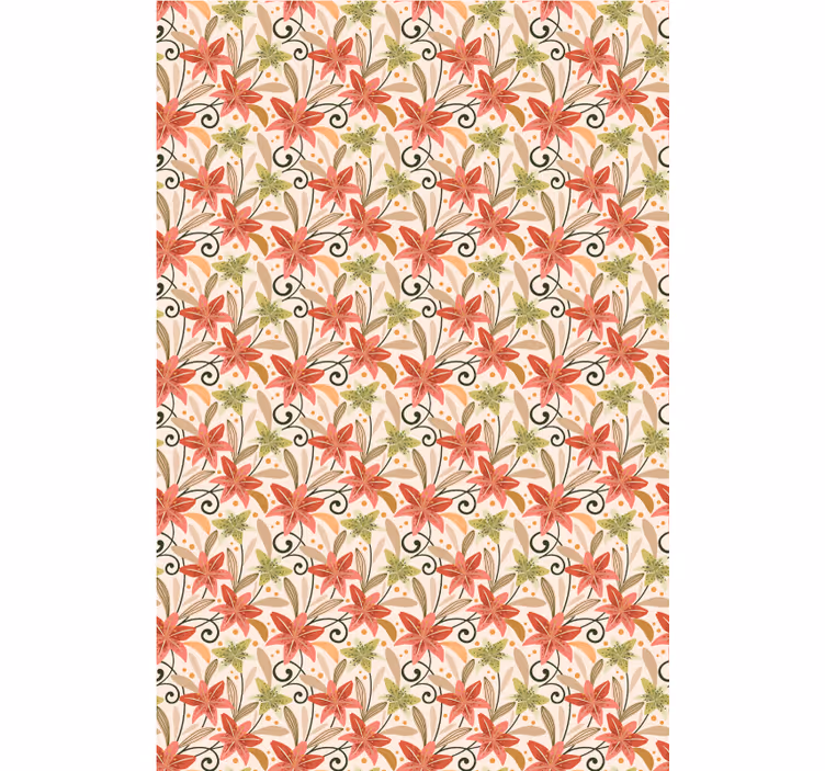 Hallway wallpaper with colorful vintage lilies pattern - TenStickers
