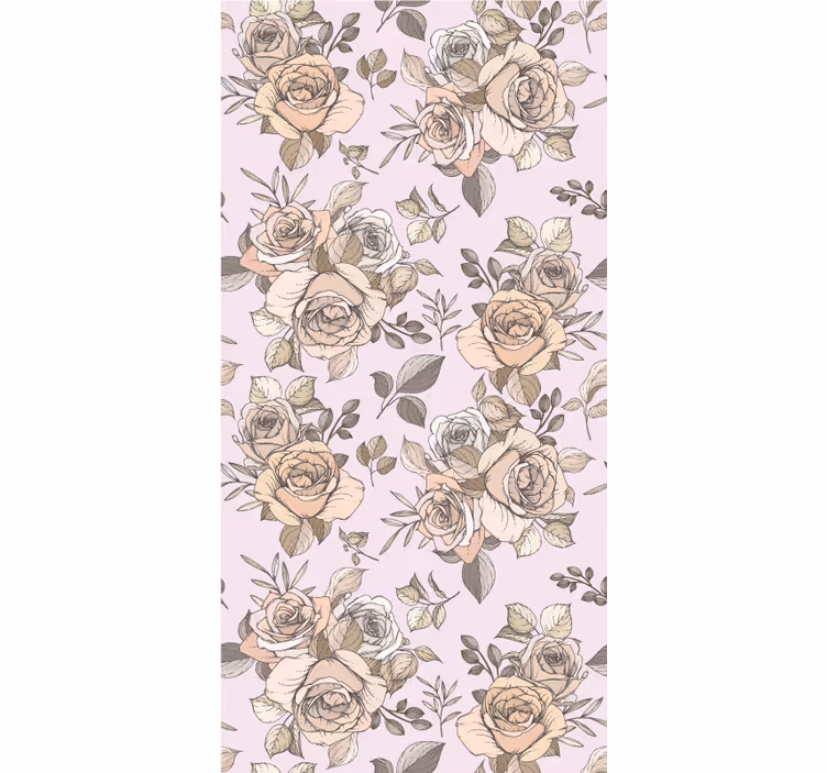 Hallway wallpaper with elegant rose design - TenStickers