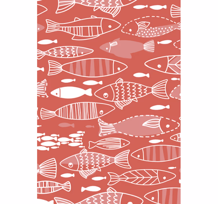 Living room wallpaper with many fish underwater - TenStickers