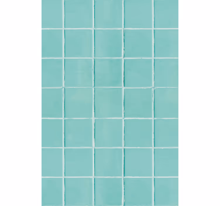 Living room wallpaper turquoise tiled surface - TenStickers