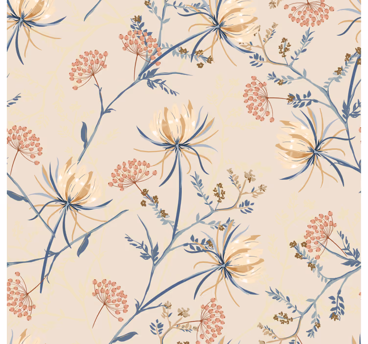 Living room wallpaper with floral pattern accents - TenStickers