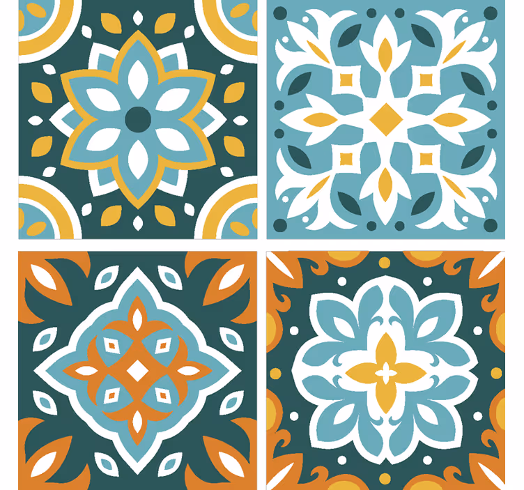 Tile wallpaper turquoise mosaic design - TenStickers