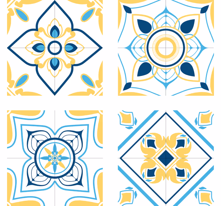 Tile wallpaper with geometric tile designs - TenStickers