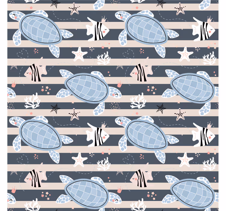 Vintage wallpaper with turtle pattern design - TenStickers