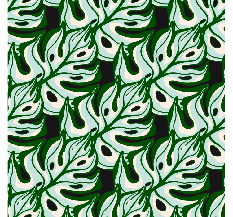 Flower wallpaper in a black and green floral design - TenStickers