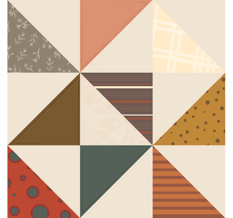 Vintage wallpaper patchwork geometric triangle design - TenStickers
