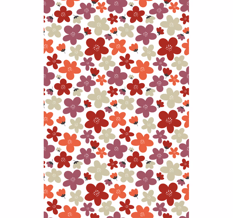 Office wallpaper red abstract flowers pattern - TenStickers