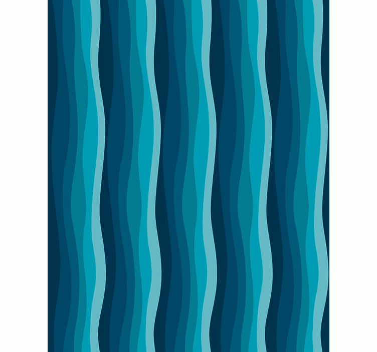 Living room wallpaper in wavy blue pattern - TenStickers
