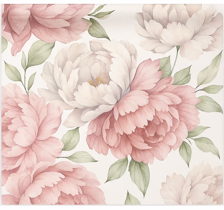 Kitchen wallpaper blushing peony print - TenStickers