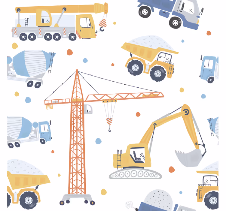 Kids wallpaper construction vehicle fun - TenStickers