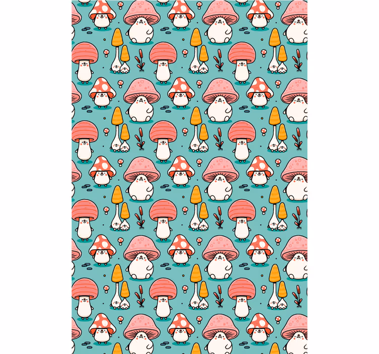 Kids wallpaper baby mushroom characters - TenStickers
