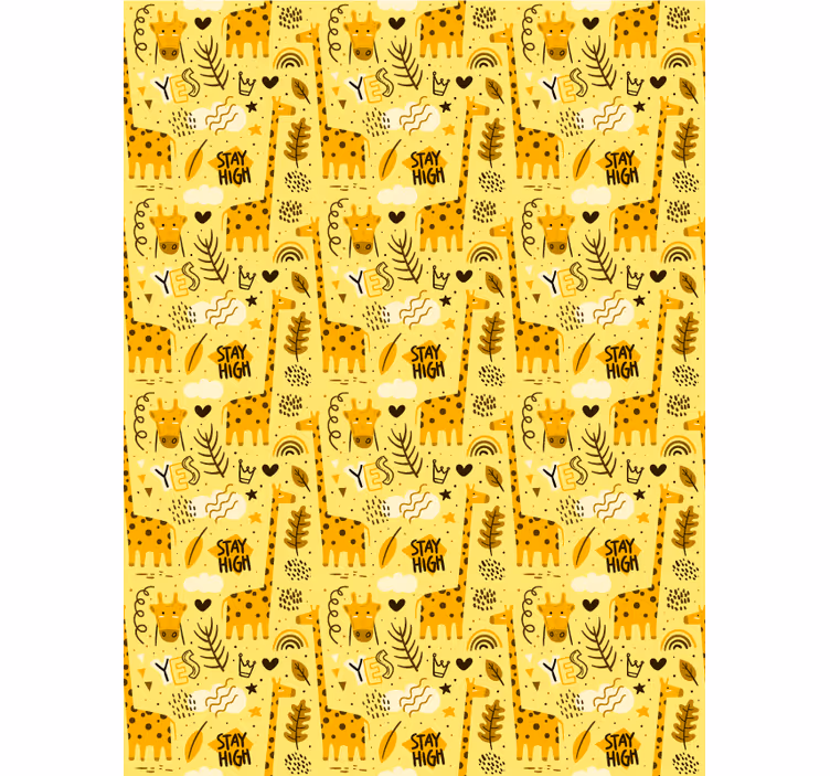 Kids wallpaper in yellow savannah pattern - TenStickers
