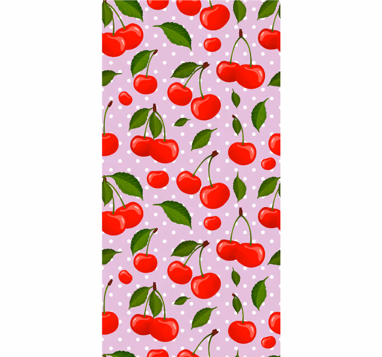 Dining room wallpaper cherries and leaves - TenStickers