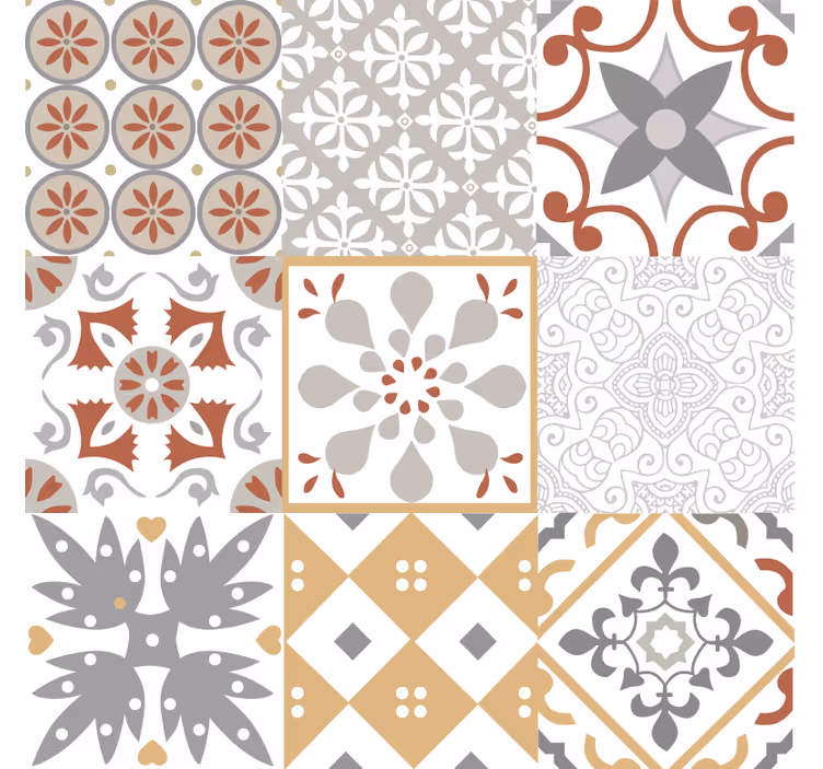 Kitchen wallpaper in orange mosaic design - TenStickers
