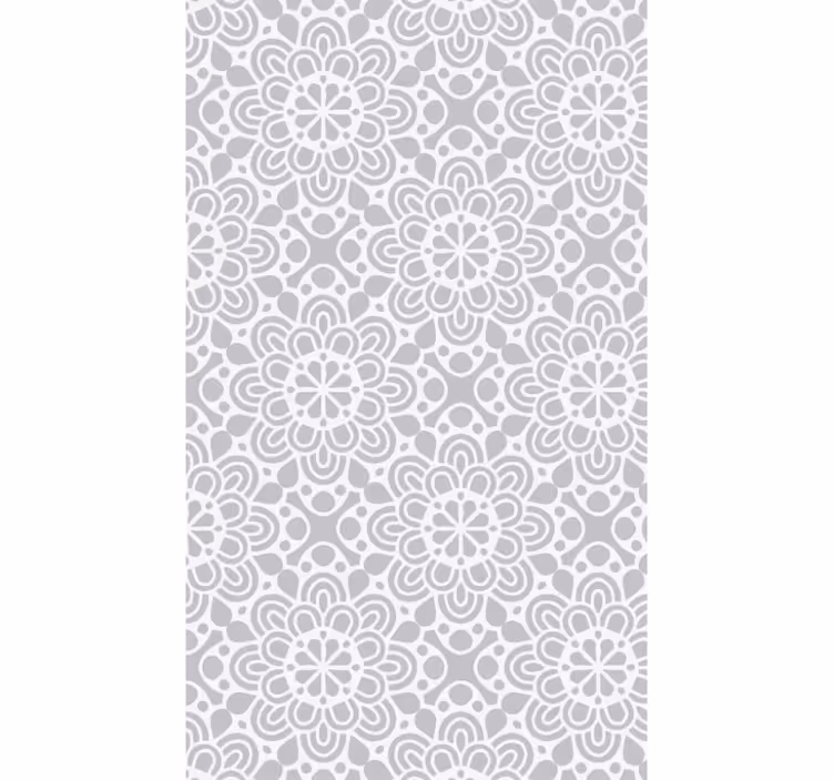 Kitchen wallpaper white grey floral shapes vinyl rug - TenStickers