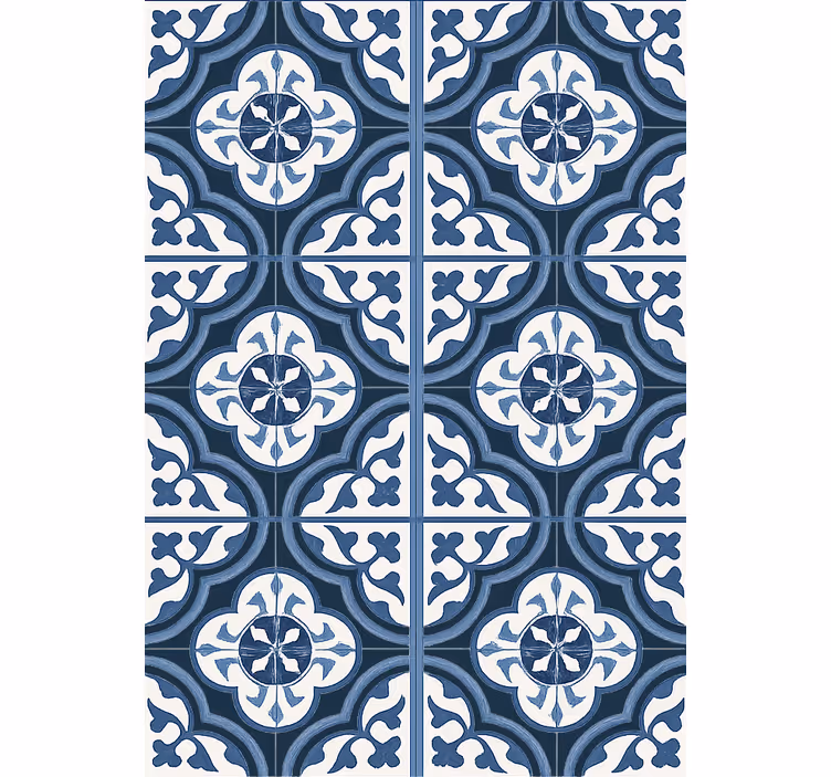 Living room wallpaper blue "majorica" portuguese - TenStickers