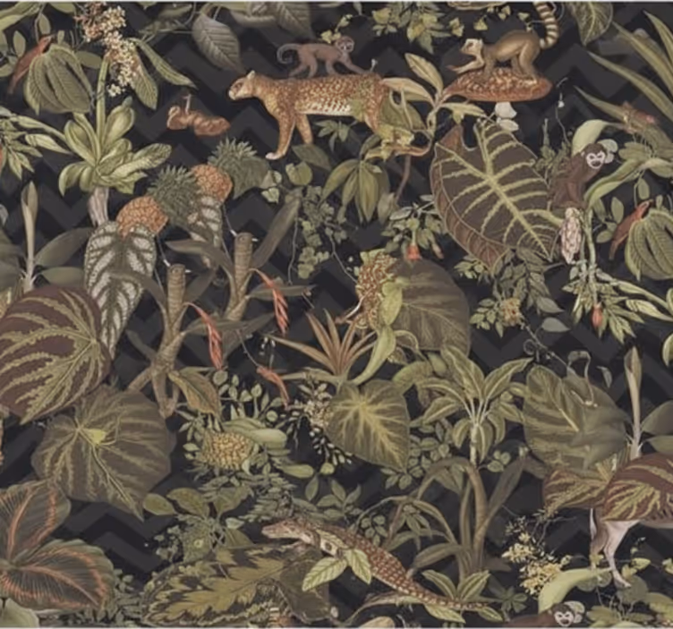 Master bedroom wallpaper with jungle animals - TenStickers