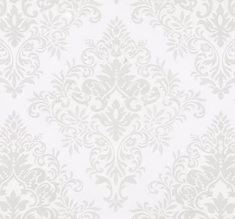 Living room wallpaper classic white damask - TenStickers