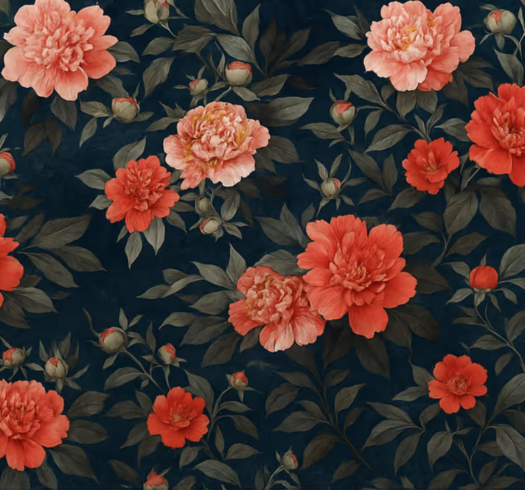 Living room wallpaper vintage dark botanical design - TenStickers