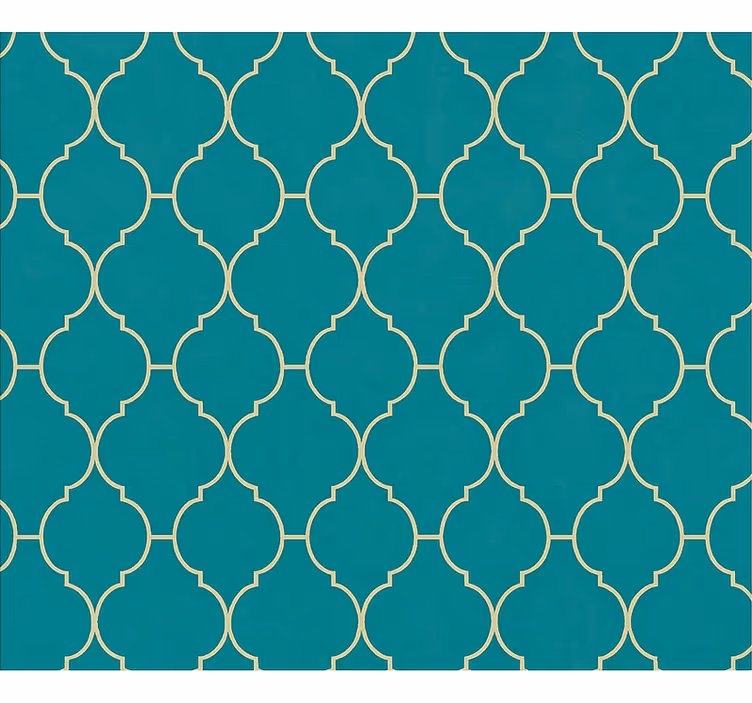 Living room wallpaper in gold and turquoise design - TenStickers
