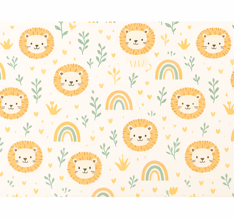 Kids wallpaper kids rainbow and lion design - TenStickers
