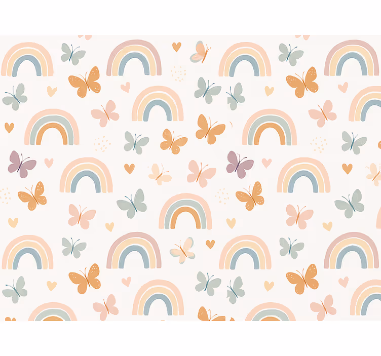 Kids wallpaper cute rainbow design with butterflies - TenStickers