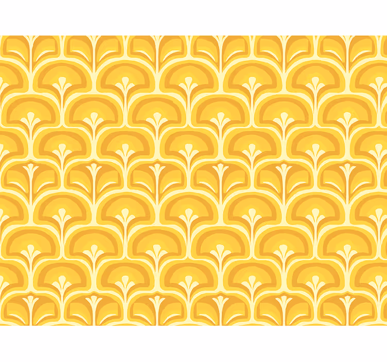 Living room wallpaper retro 70s yellow shapes - TenStickers