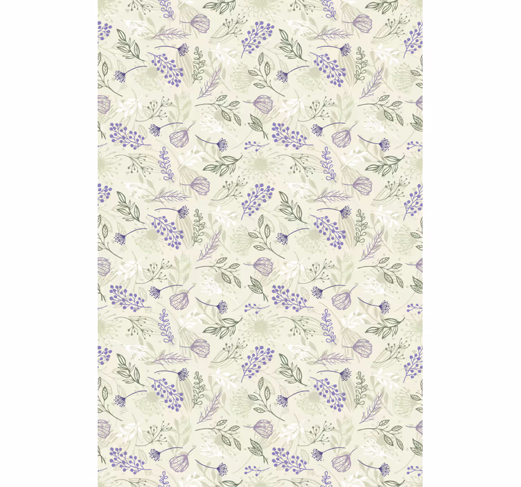 Flower wallpaper with purple flowers on green - TenStickers