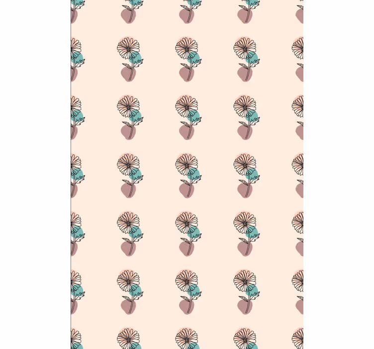 Ornamental flower wallpaper daisy flower line art - TenStickers