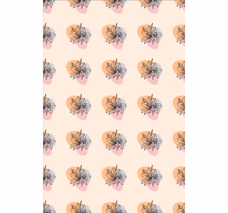 Ornamental flower wallpaper cute flower duo design - TenStickers