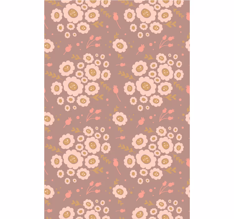 Ornamental flower wallpaper in pastel folk art pattern - TenStickers