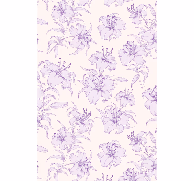 Ornamental flower wallpaper with blooming lilies design - TenStickers