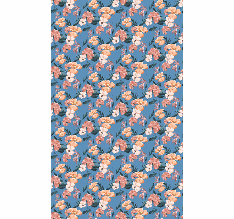 Ornamental flower wallpaper flowerprint 'flower jeans' - TenStickers