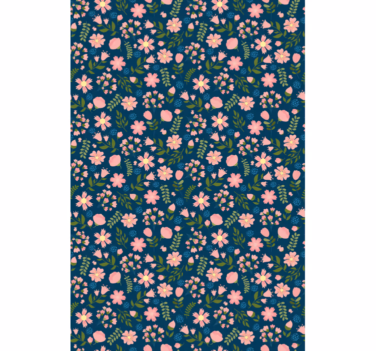 Ornamental flower wallpaper flowerprint 'floflo' blue - TenStickers