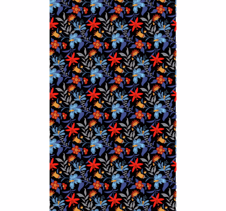 Ornamental flower wallpaper flowerprint 'tricot' black - TenStickers