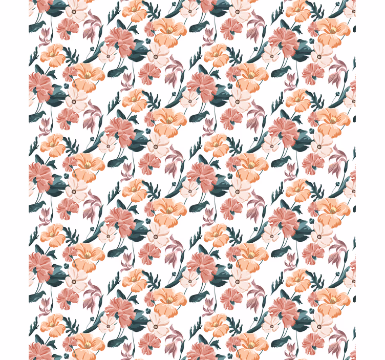 Ornamental flower wallpaper flowerprint 'ziedi' white - TenStickers