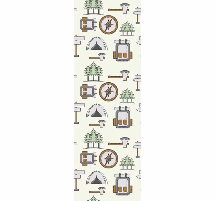 Bedroom wallpaper camping gear set bowl hatchet compass - TenStickers