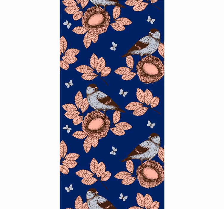 Bedroom wallpaper african style blue bird nest - TenStickers