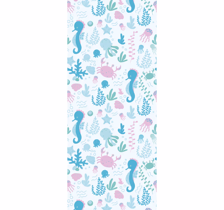 Pastel color sea animals and plants bedroom wallpaper - TenStickers