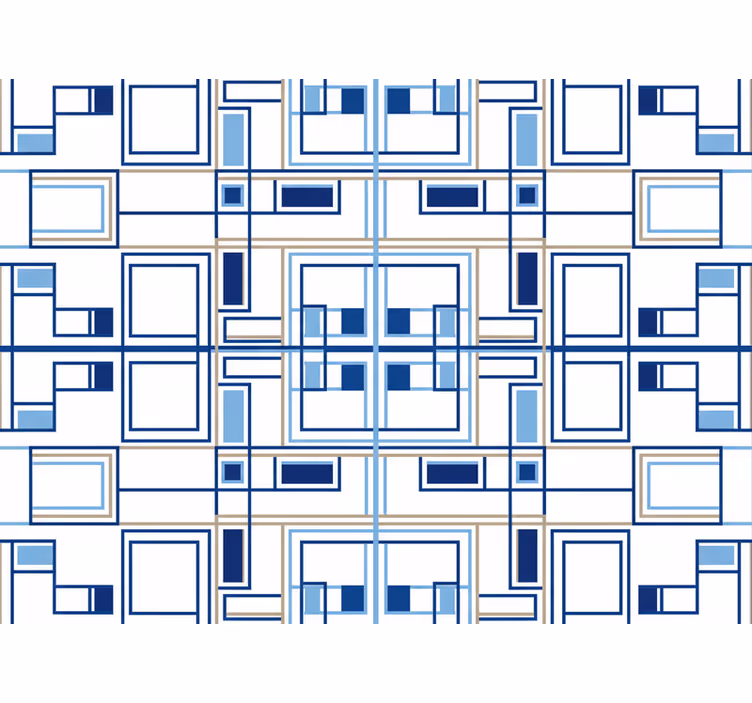 Square wallpaper geometric blue shapes - TenStickers