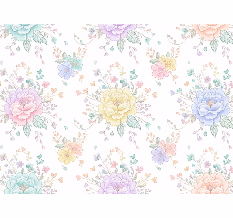 Lilac wallpaper pastel nursery floral design - TenStickers