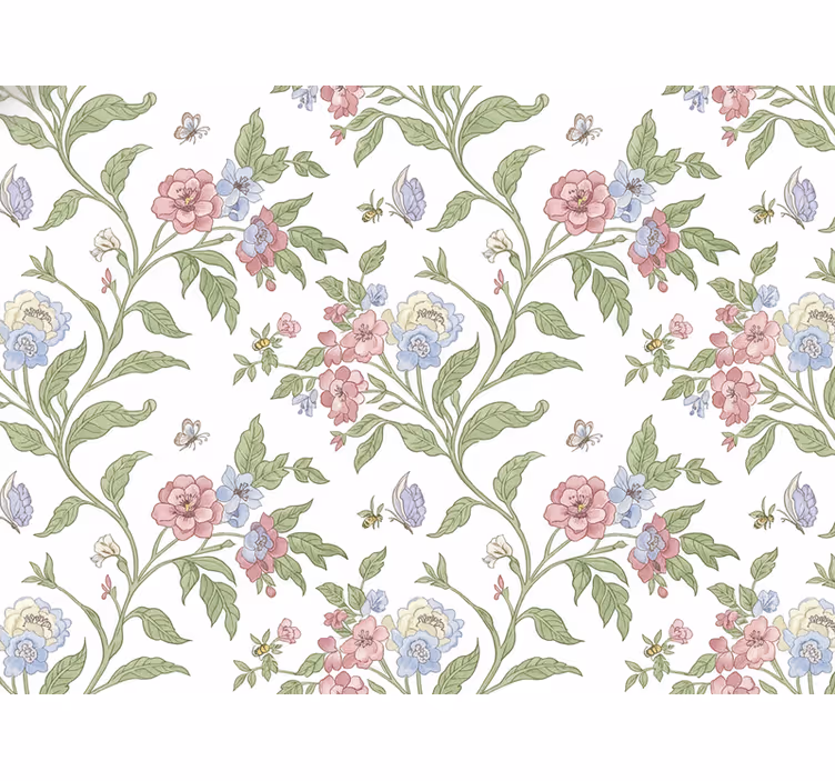 Flower wallpaper light country house - TenStickers